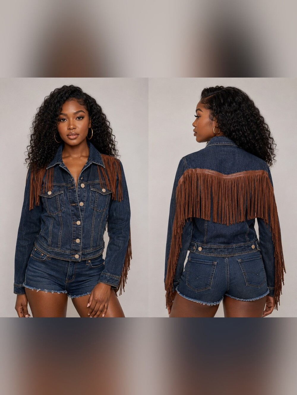 Custom Fringe Denim Jacket | One Of A Kind Western Boho Statement Pc Sz. Small